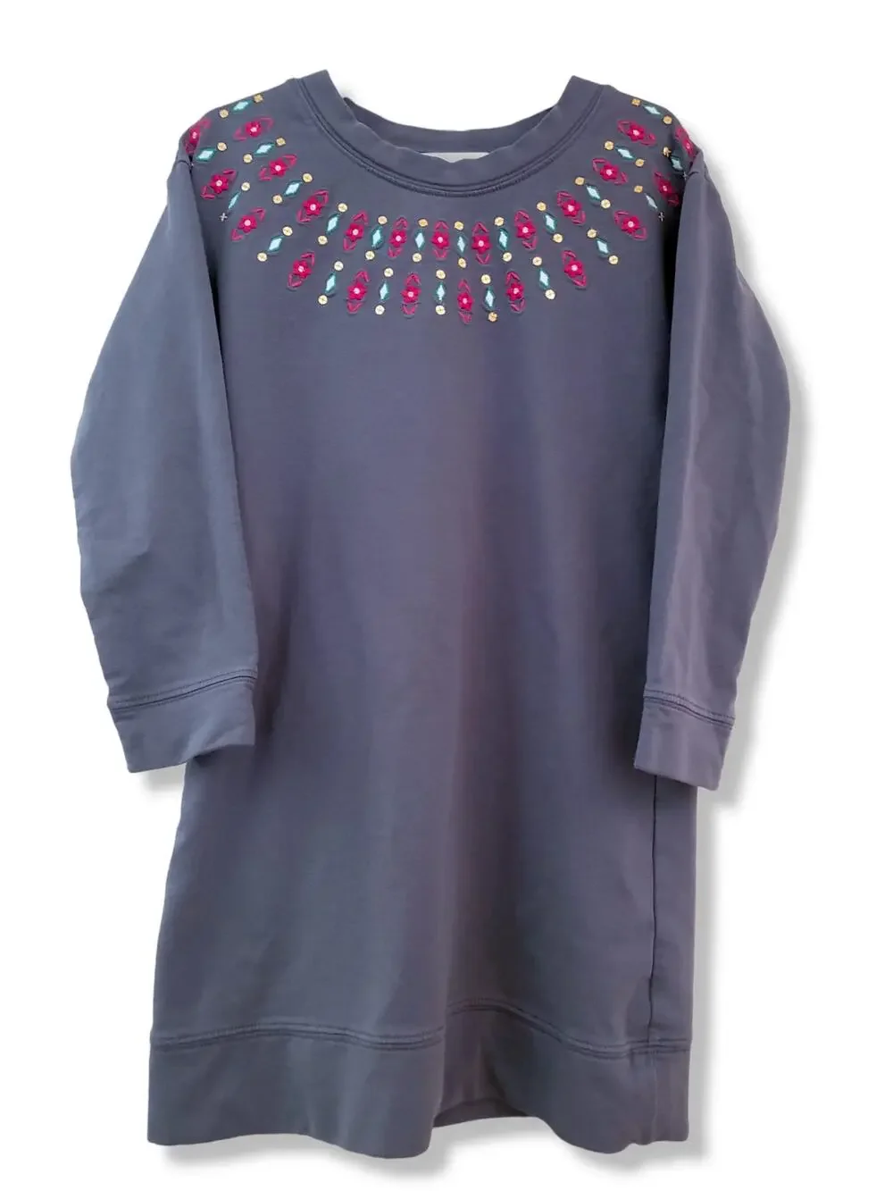 Gymboree 5/6 Girls Charcoal Gray Holiday Embroidered Dress